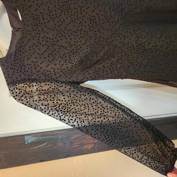 LOFT Black Polka Dot Dress with Sheer Sleeves- Size 00 Petite NWT - Picture 2 of 9
